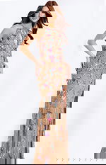 Beaded keyhole prom dress with multicolor embellishments and side slit