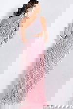 silver and pink cut out dress 48563