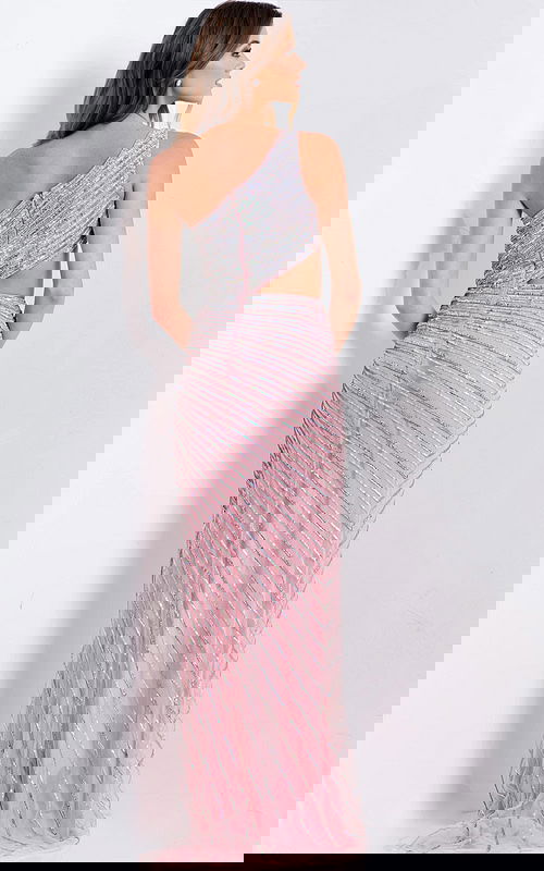 silver and pink cut out dress 48563