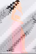 side of pink two piece dress 48563