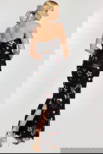 strapless fitted long dress with back slit 48571