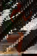 Jovani 48586 ivory gold strapless short A line dress with 3D floral appliques, sequin embellishments, and a flared mini skirt