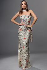 strapless floral embroidered sequin mermaid gown