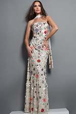 strapless floral embroidered sequin mermaid gown