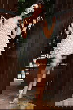 Jovani 48592 nude ivory strapless short A line dress fully covered in scalloped crystal and pearl fan shaped embellishments