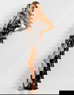 Black Sequin Gown with Gold Leaf Pattern 48610 - Image 5