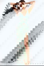 Elegant Mint Sequin Prom Dress With Slit