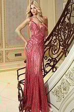pink beaded prom dress 48629