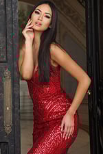 red embellished dress 48629