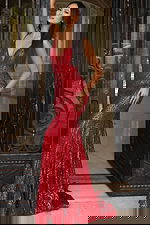 v neckline mermaid dress 48629