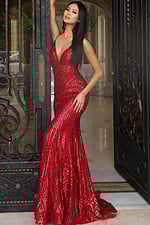 v neckline mermaid dress 48629