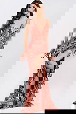 Rose Gold Sequin Prom Dress With Slit