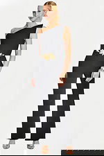 one shoulder jumpsuit with gold belt 48659