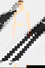 one shoulder jumpsuit with embellised waistline 48659