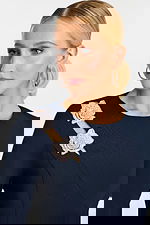 high neck contemporary top with embellished floral details 48665