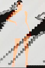 black fitted contemporary dress 48667