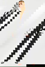 black and white pantsuit with front buttons 48680