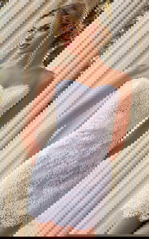 strapless fitted lace dress 48689