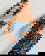 strapless mulit color print dress 48706