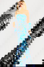 srapless print mermaid dress with matching shawl 48706