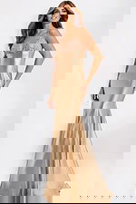 Fitted gold mermaid dress with sequin top