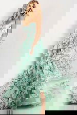 Strapless Tiered Floral Gown With Corset Back