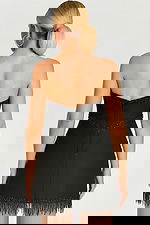 back of 48787 black dress with fringe details