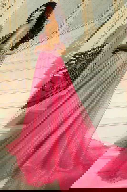 Beaded Bodice Gown With Flowing Organza Skirt 48906 Jovani