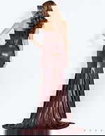 Metallic Gown with Rhinestone Accents and Slit 48971 - Image 8