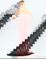 Metallic Gown with Rhinestone Accents and Slit 48971 - Image 17