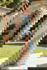 blue sweetheart neckline high slit dress 48971