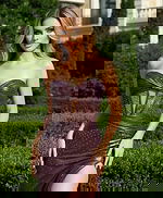 brown strapless beaded dress 48971