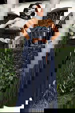 strapless beaded high slit dress 48990