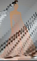 strapless ball gown with fitted bodice and full textured skirt