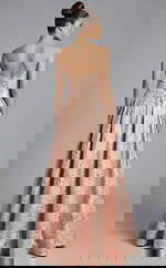 textured evening gown fabric showing subtle metallic pattern and soft sheen