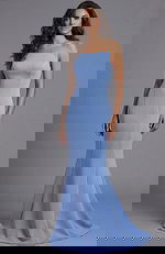 simple high neckline mermaid blue evening dress 49062