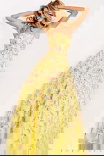 Yellow Lace-Up Back Ball Gown