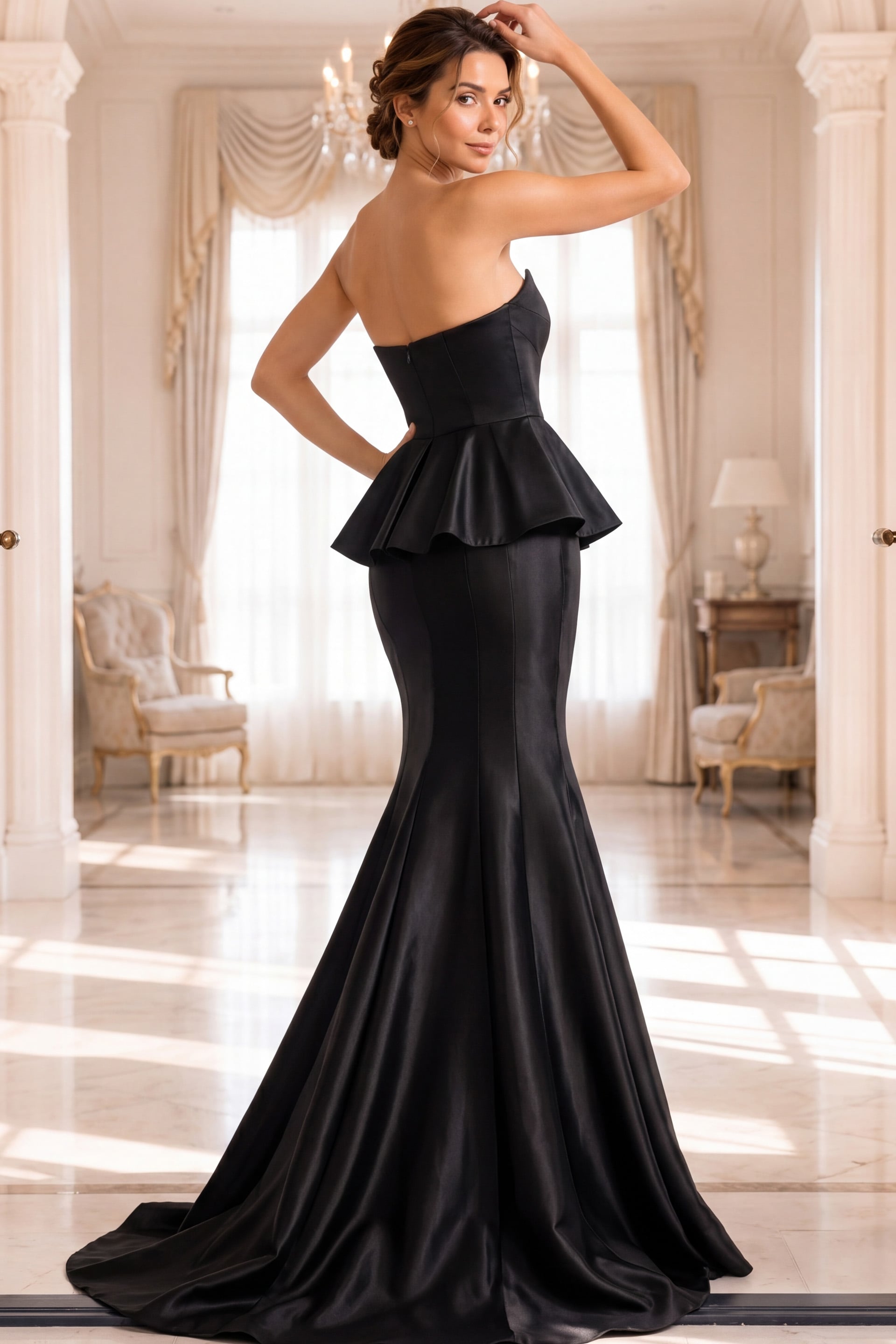 Peplum Gown With Mermaid Skirt 49071 | Jovani