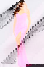 Sparkling red evening gown with fitted silhouette