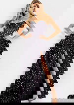 High-low layered prom dress in polka dot print 49087