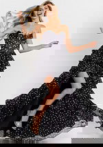 Playful strapless gown with cascading ruffles 49087