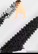 Fun polka dot evening gown with slit 49087