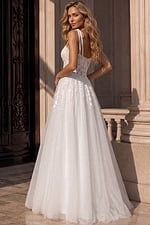 Lace Appliqué Ball Gown With Spaghetti Straps 49092 - Image 2