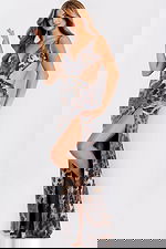 Elegant strapless evening dress with animal pattern