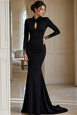 Long Sleeve Open Back Dress 49126 | Jovani