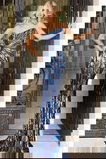 Elegant navy fitted sequin dress with angular light-reflecting beadwork