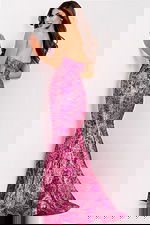 Shimmering jacquard pink gown with mermaid fit