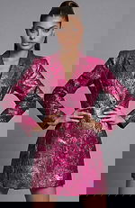 Structured tailored jacket with metallic textured fabric and notched lapel