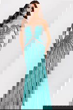 Glamorous sheath gown with geometric bead design