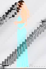 Elegant fitted evening dress with sequins and low back